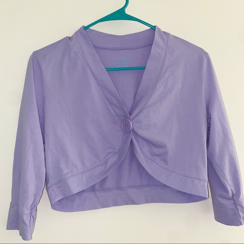 Lilac/lavender cardigan cropped shirt